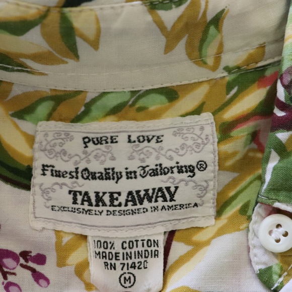 Takeaway Floral Print Short Sleeve Shirt Size M - Picture 8 of 8